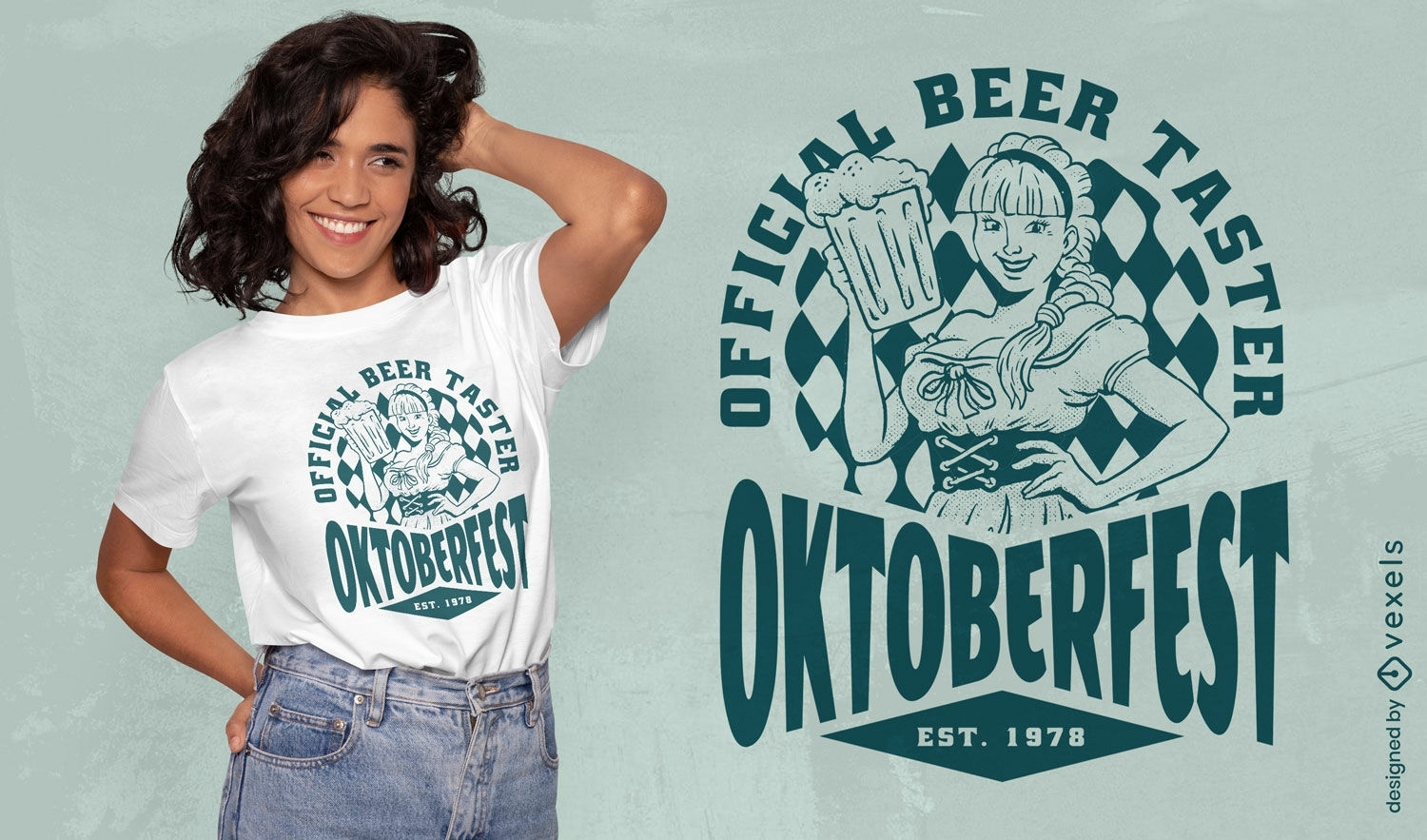 Diseño de camiseta de mujer Oktoberfest de catador de cerveza.