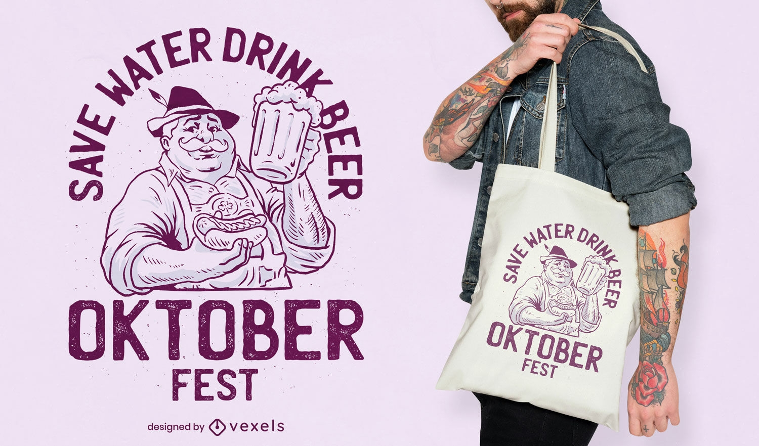 Oktoberfest hombre con diseño de bolso de mano de cerveza