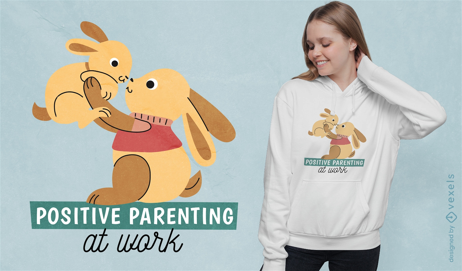 Design de camiseta de coelhinhos para pais positivos