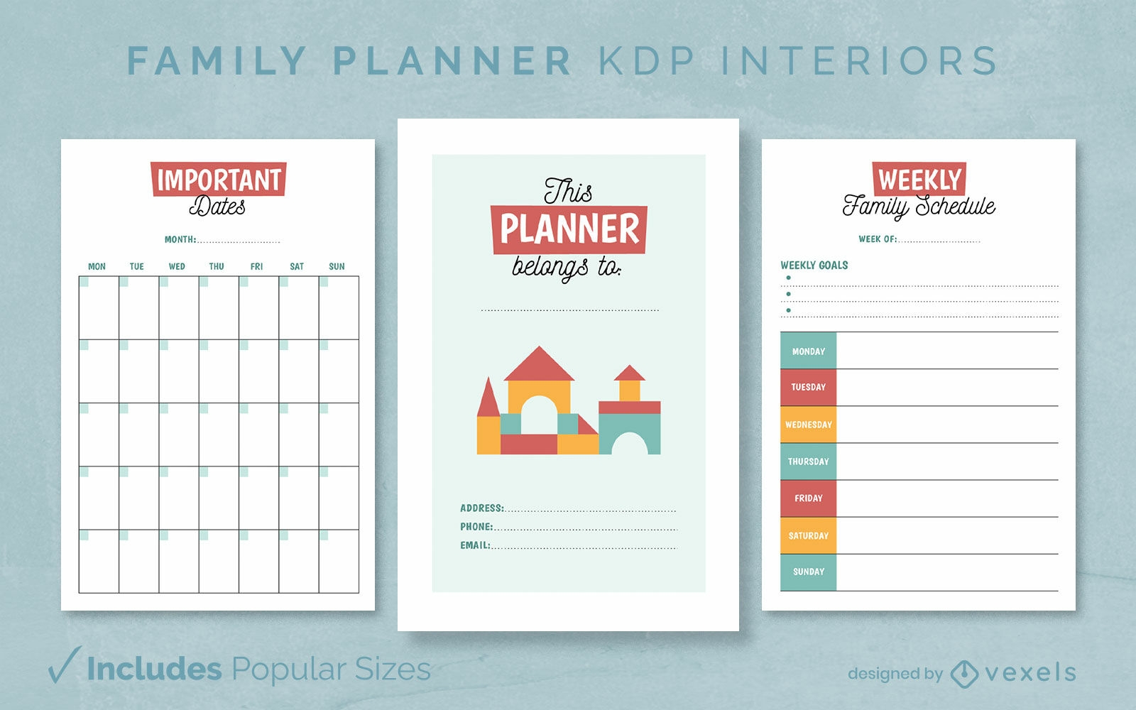 Modelo de design de diário do planejador parental KDP