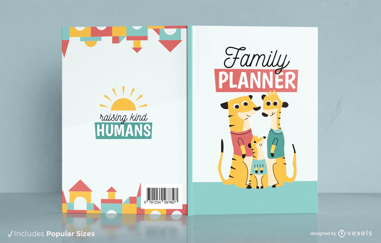 Design de capa de livro de planejador de família Meerkat