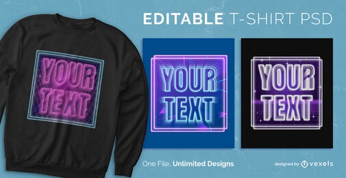Neon vaporwave signs scalable t-shirt psd