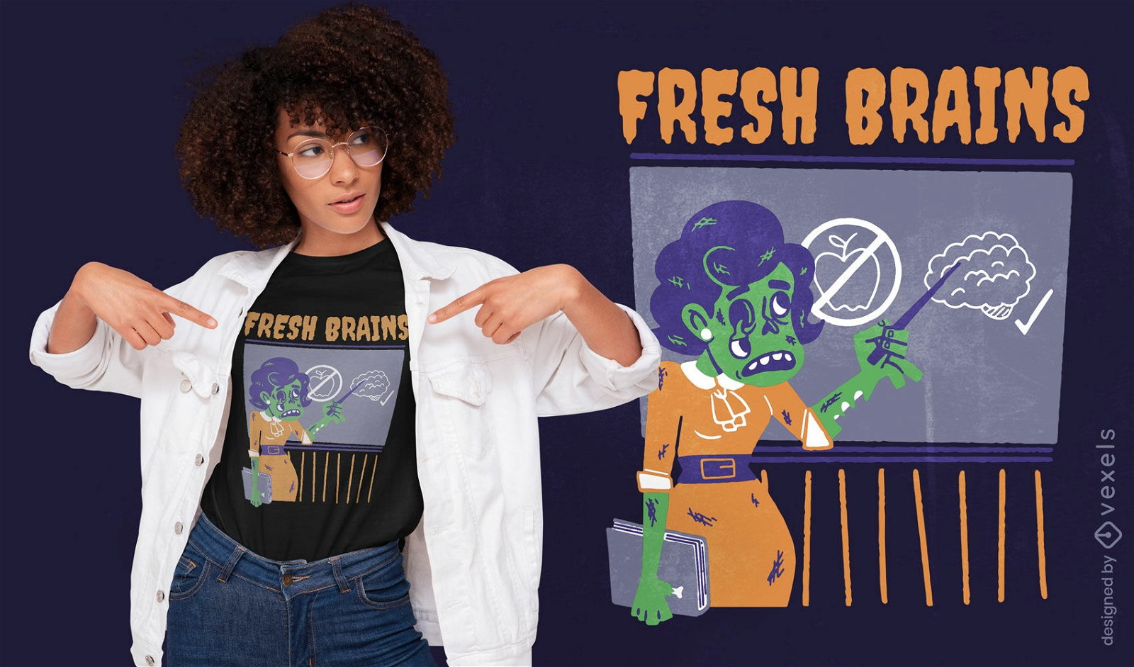 Funny zombie teacher t-shirt design