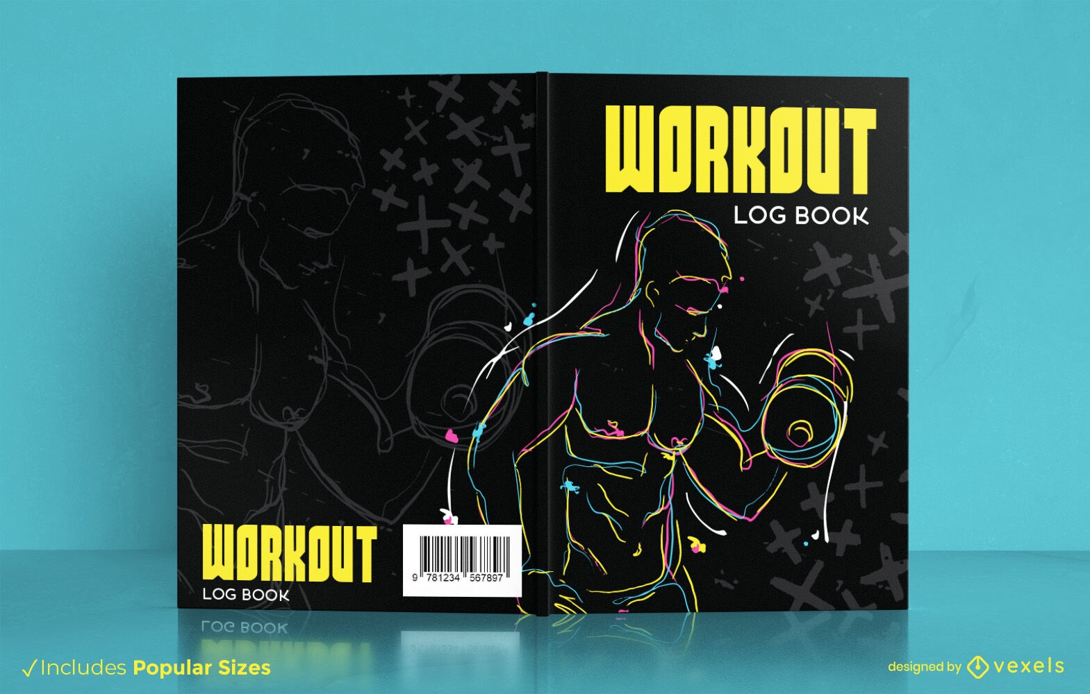 Diseño de portada de libro de levantamiento de pesas de hombre
