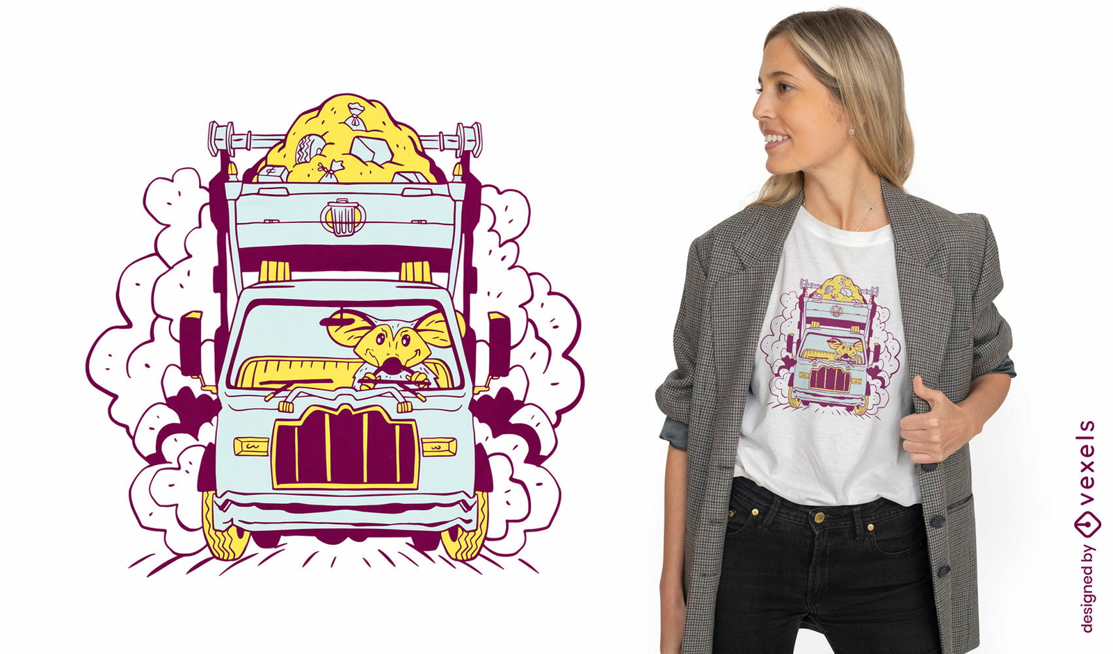 Tierisches Müllwagen-T-Shirt-Design