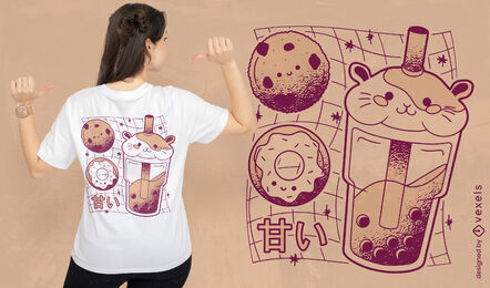 Diseño de camiseta de té boba de conejillo de indias