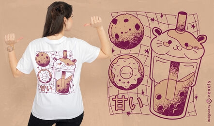 Meerschweinchen-Boba-Tee-T-Shirt-Design