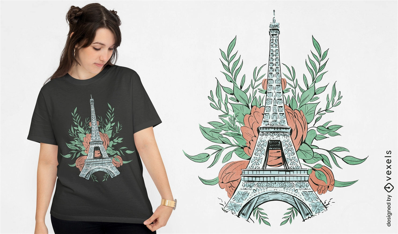 Diseño de camiseta de punto de referencia de la torre eiffel paris
