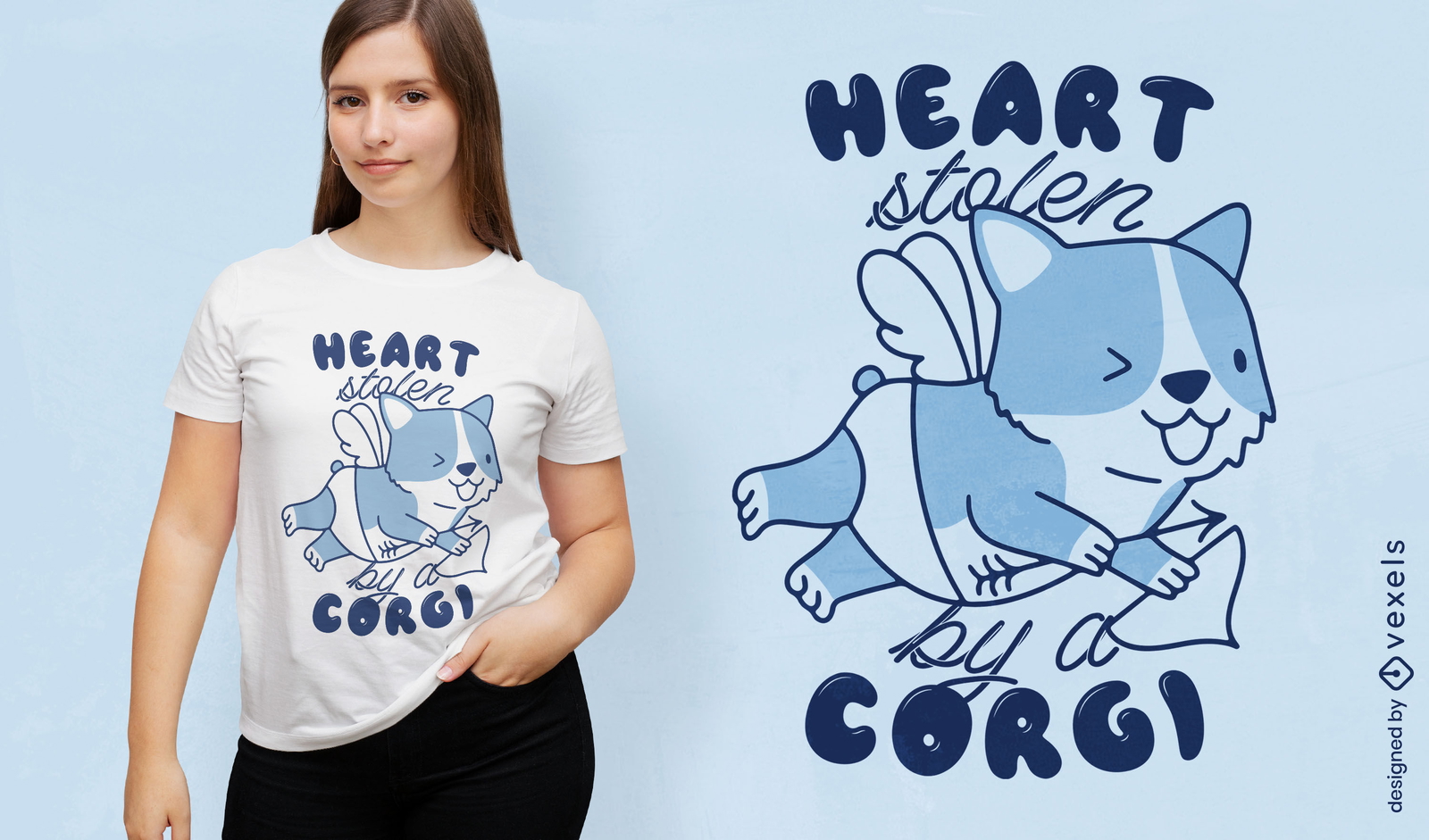 Diseño de camiseta de perro cupido corgi