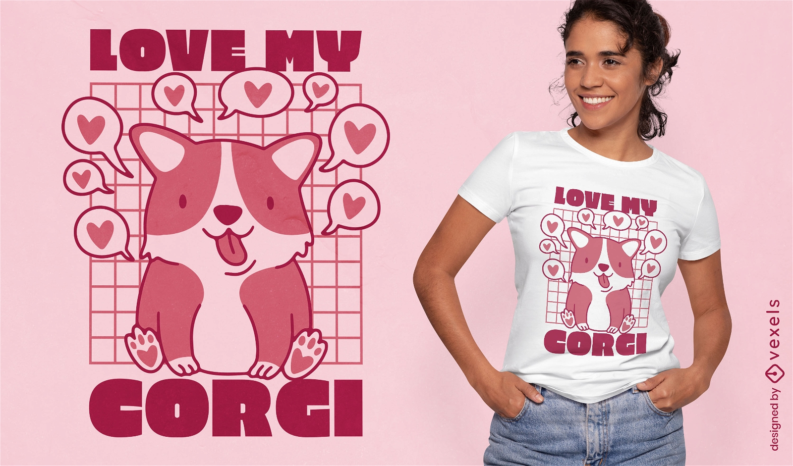 Amo meu design de camiseta de cachorro corgi