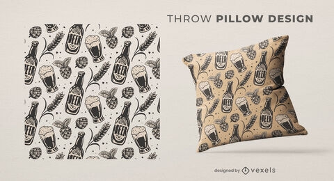 Oktoberfest beer pattern throw pillow design