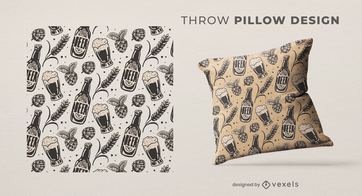 Oktoberfest beer icons throw pillow design