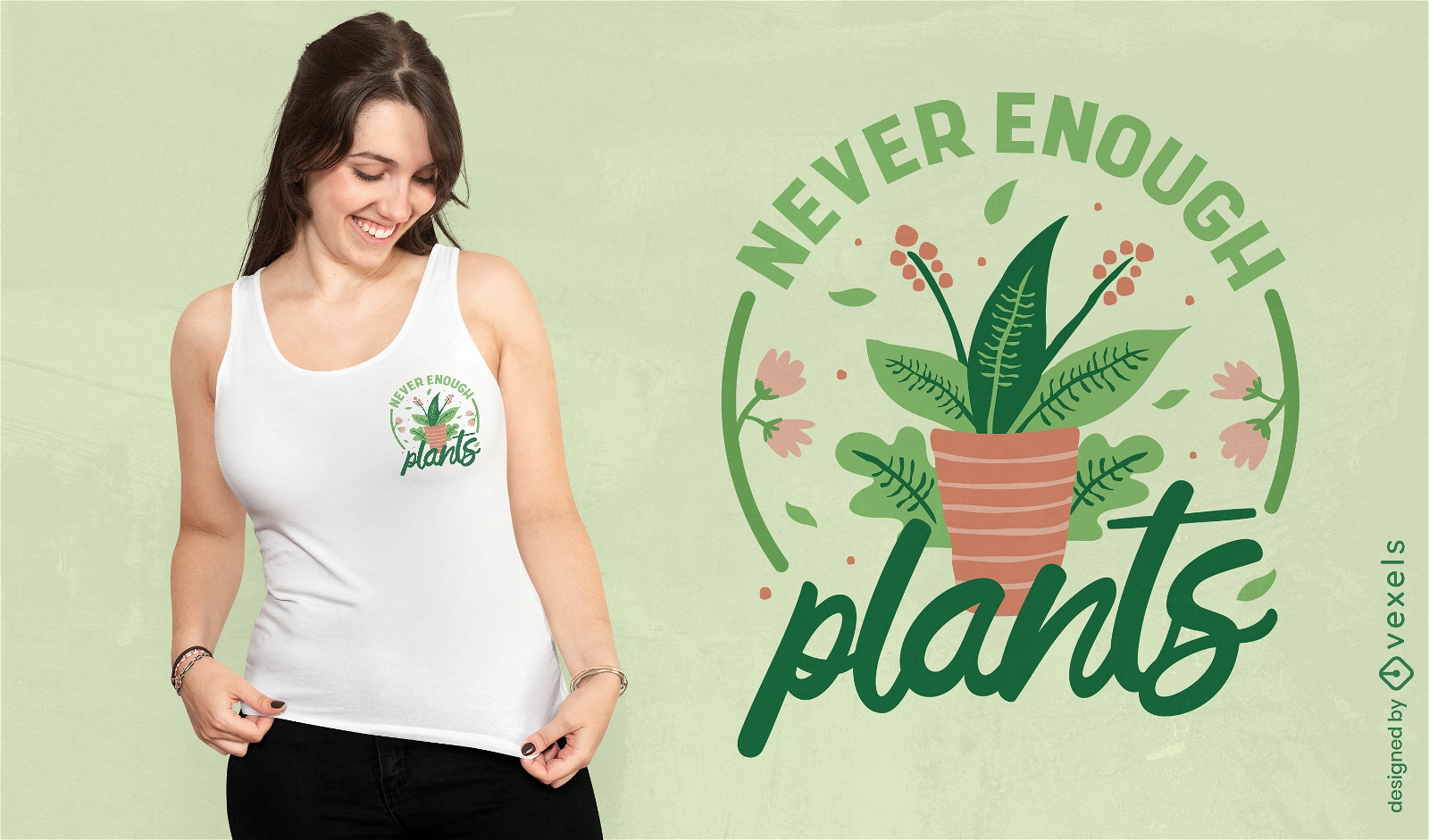 Diseño de camiseta de cita de planta de jardinería.