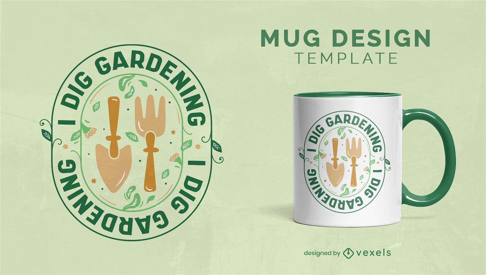Gardening utensils quote mug template