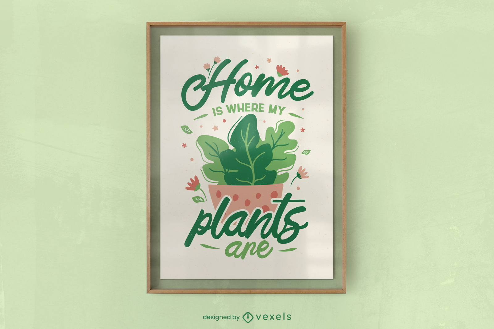 Design de cartaz de citação de plantas em casa