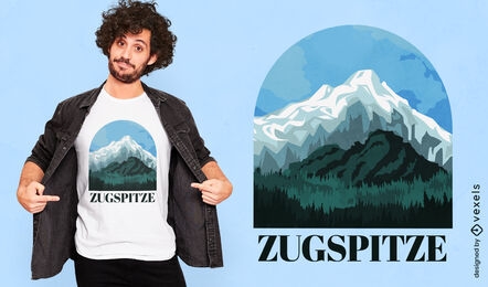 Design de camiseta alemã de paisagem montanhosa