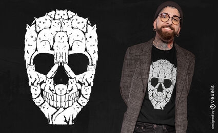 Skull made of cat animals t-shirt design
