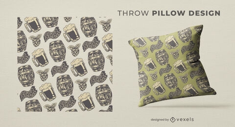Beer rustic pattern throw pillow design