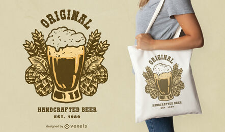 Diseño de bolsa de cerveza artesanal.