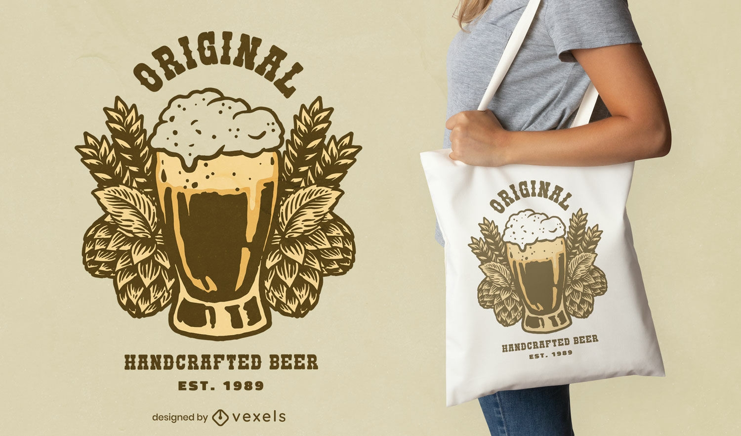 Handcrafted beer tote bag design