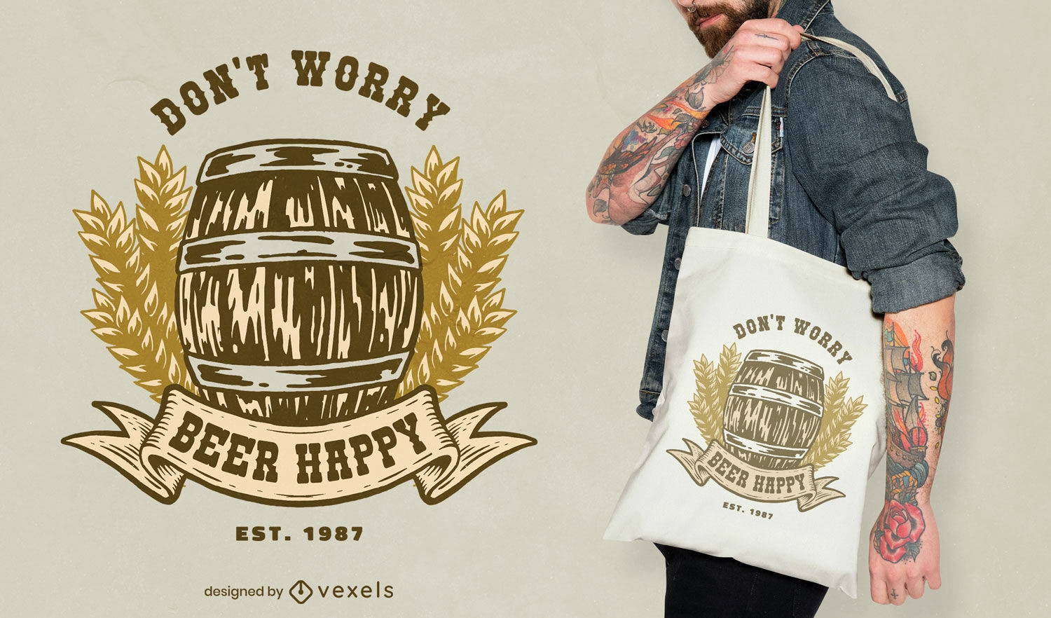 Beer barrel tote bag design
