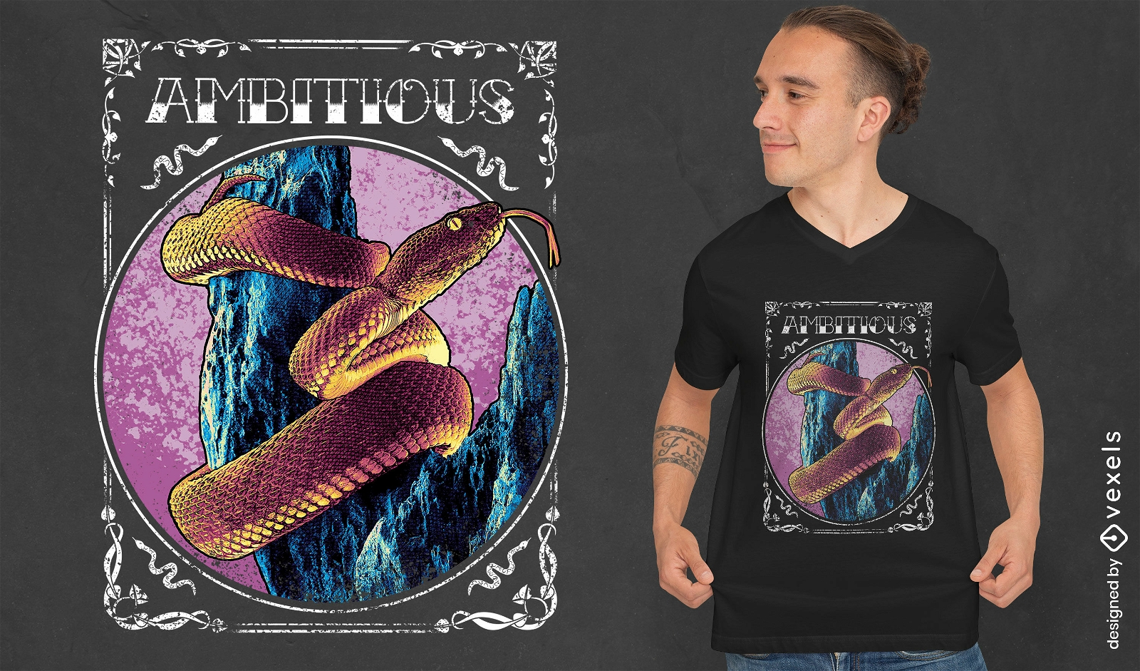 Snake on tree psd t-shirt design