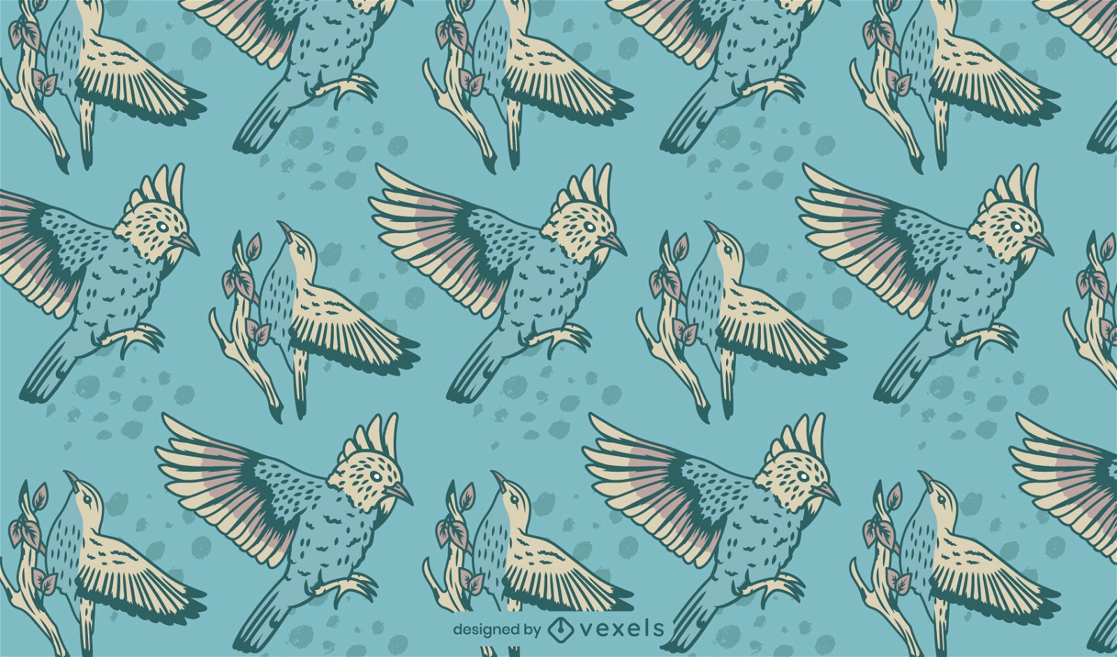 Diseño de patrón de pájaros vintage