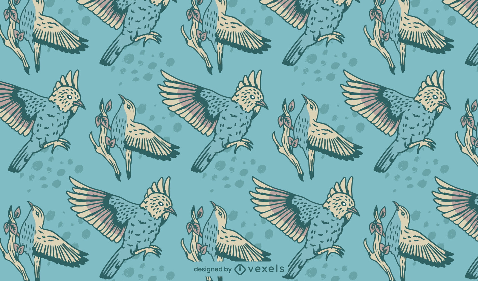 Vintage-Vögel-Muster-Design