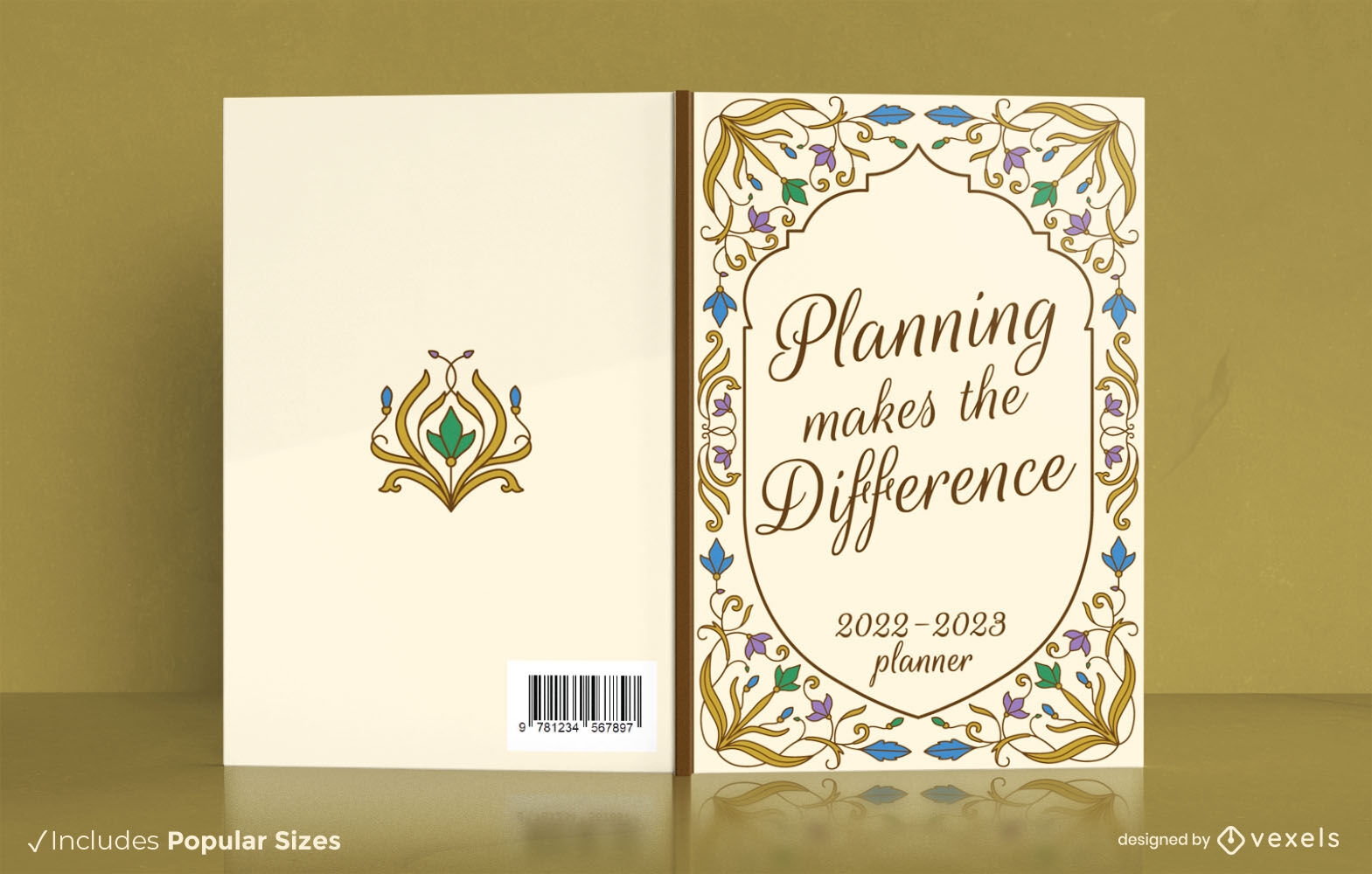 Design de capa de livro de flores ornamentais