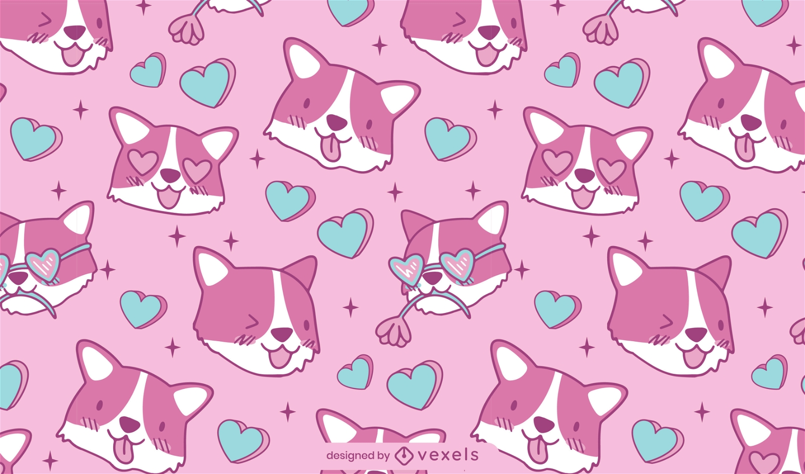 Cute corgi love pattern design