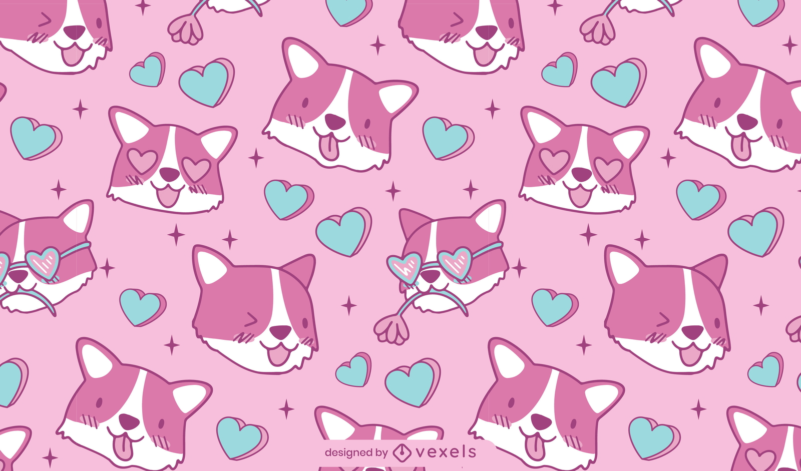 Design de padrão de amor bonito corgi