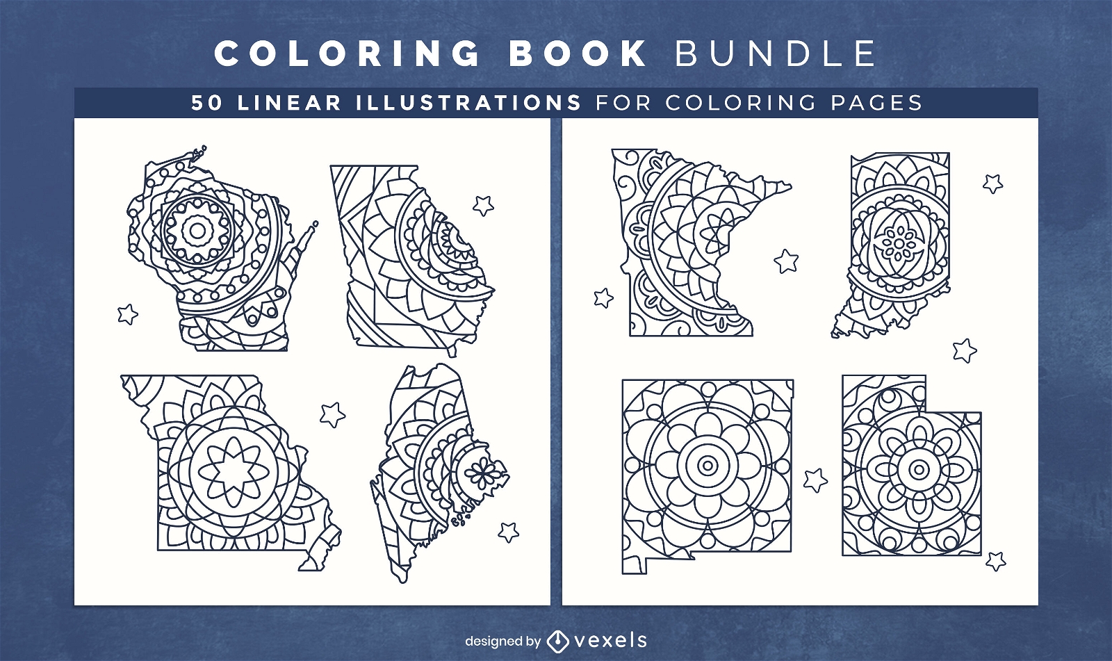 Mandala USA declara páginas de diseño de libros para colorear