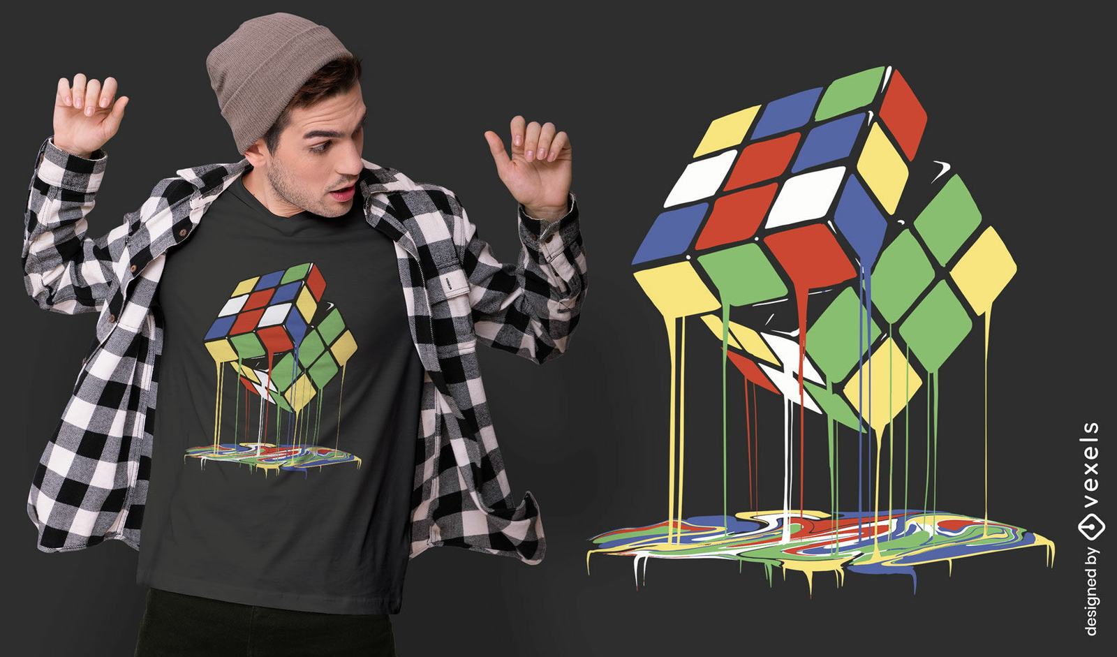 Design de camiseta de derretimento de brinquedo de cubo mágico