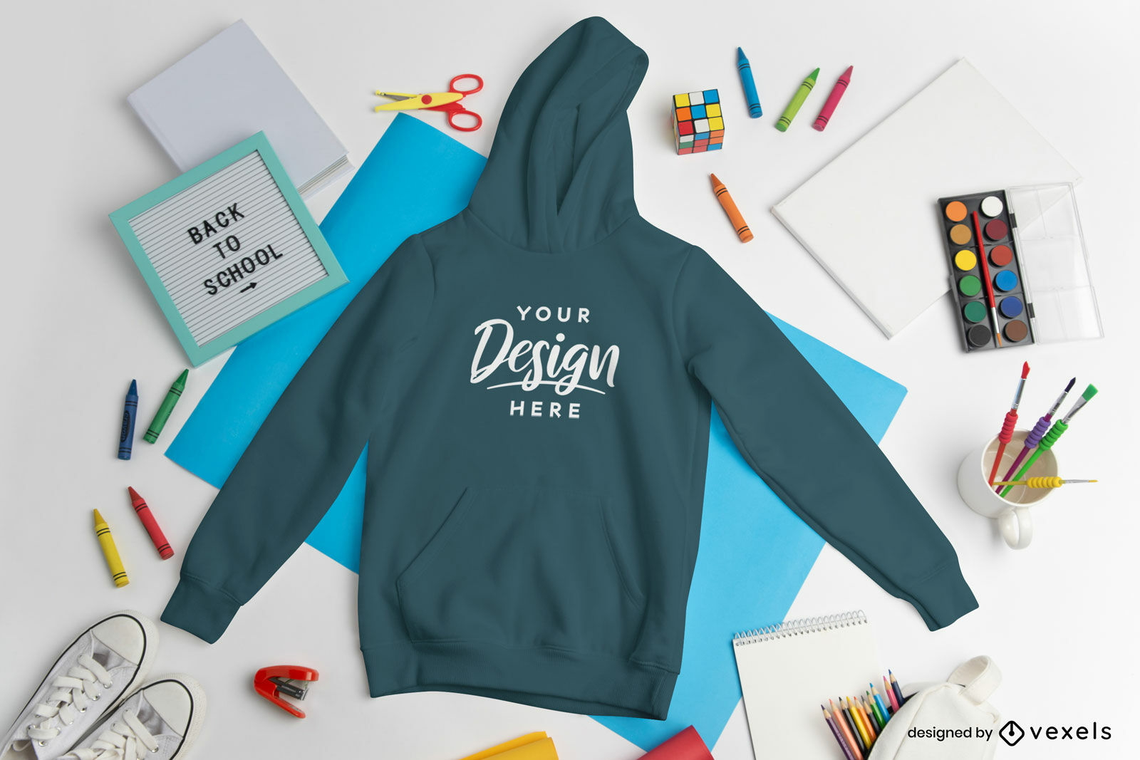 Kinder zurück in die Schule Hoodie Mockup