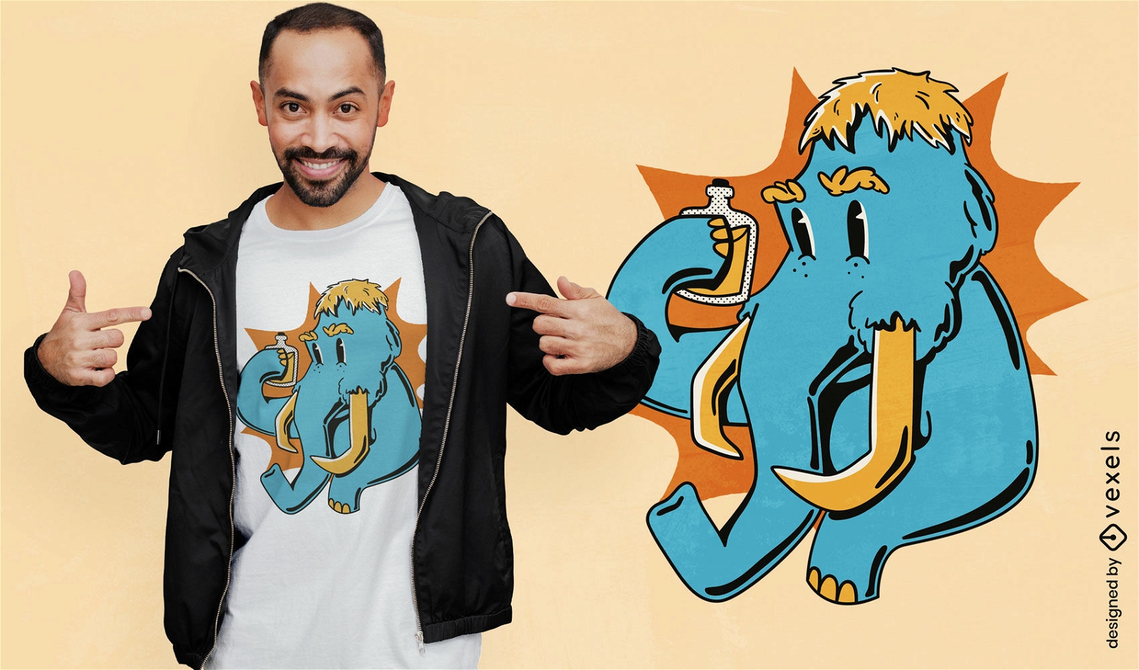 Mammoth animal drinking t-shirt design