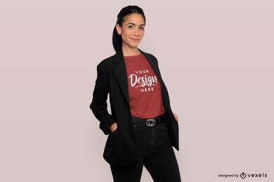 Business casual female model t-shirt mockup