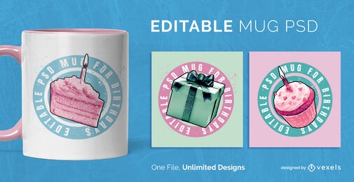 Birthday elements scalable mug template