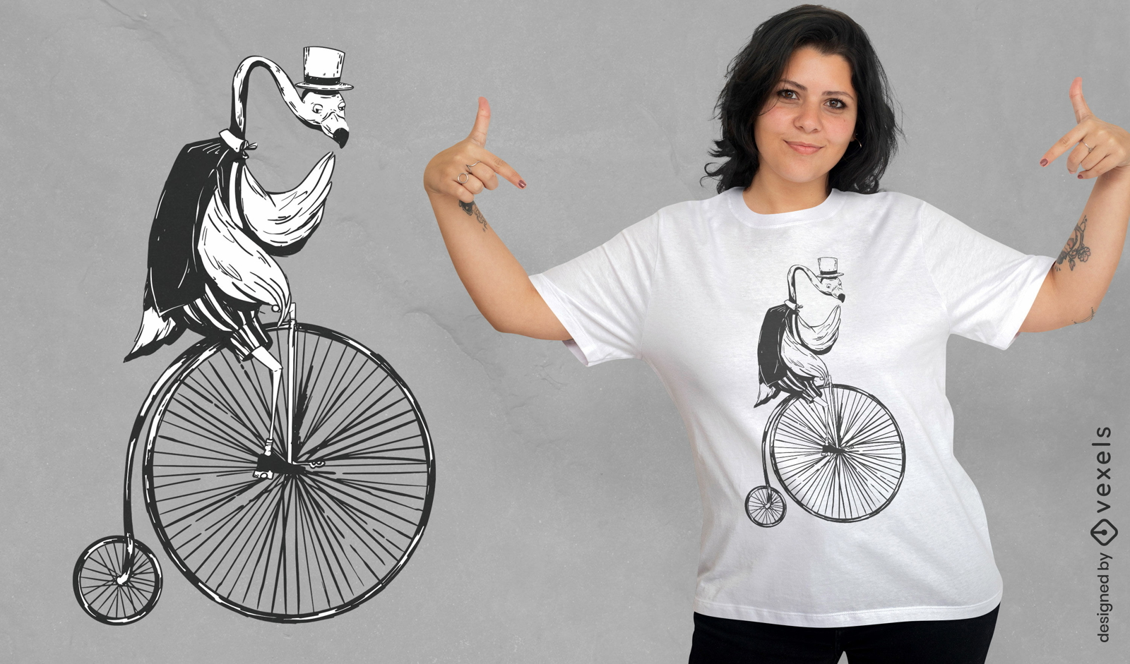 Flamingo in giant wheel t-shirt design