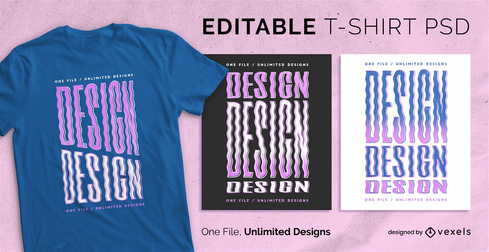 Groovy gradient effect scalable t-shirt psd
