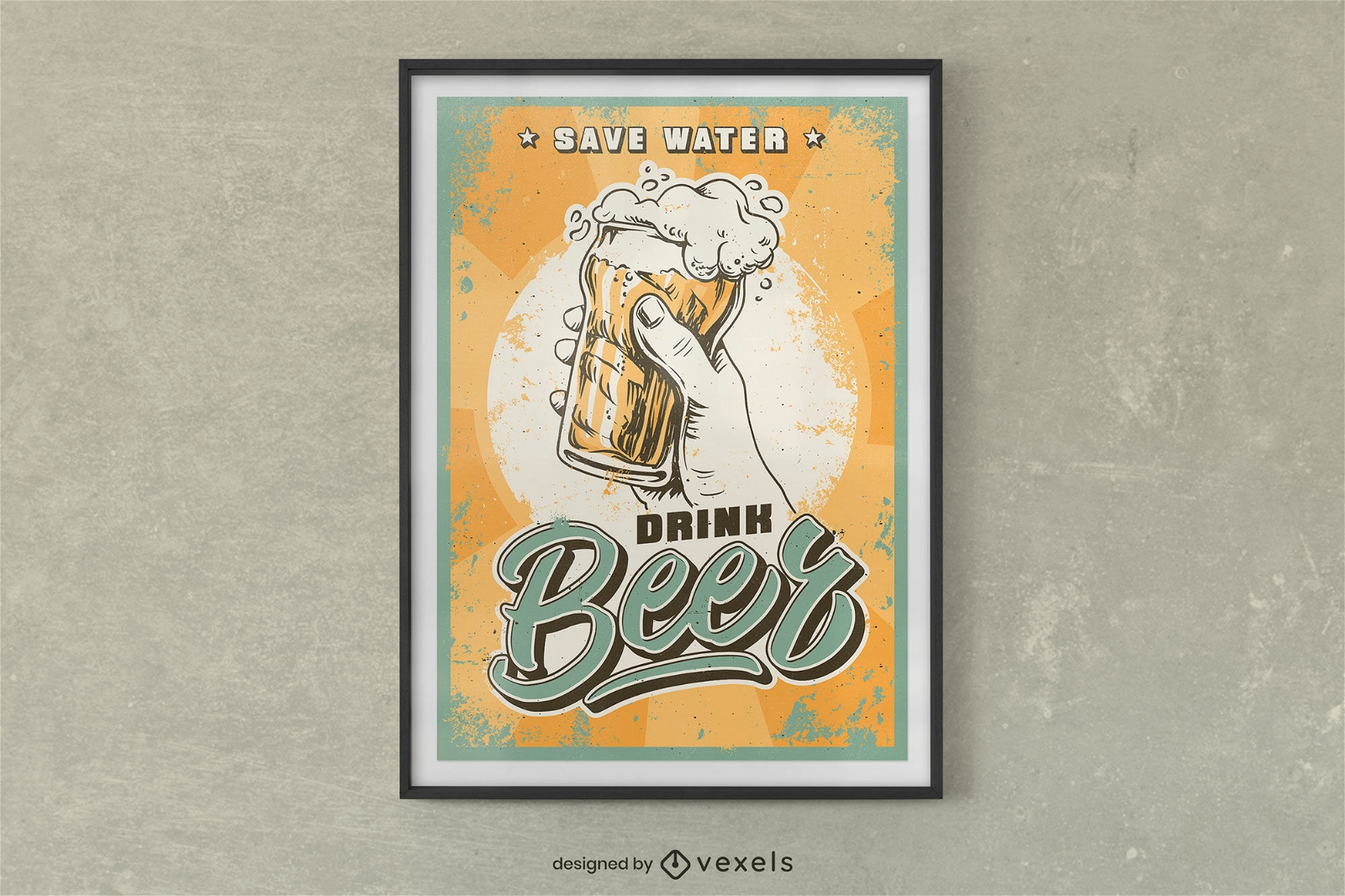 Salvar design de cartaz de cerveja de bebida de água
