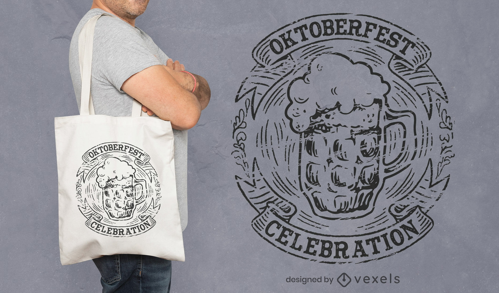 Diseño de bolsa de asas de tarro de cerveza Oktoberfest