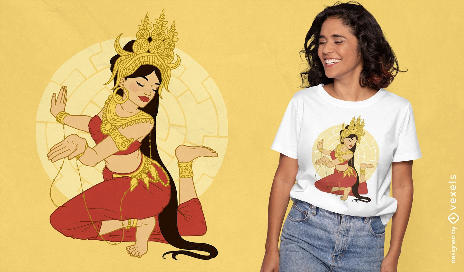 Apsara T-Shirt Design der indischen Mythologie