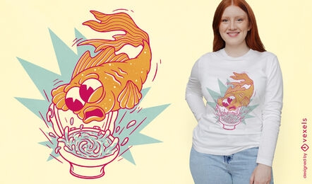 Cartoon-Goldfisch im Toiletten-T-Shirt-Design