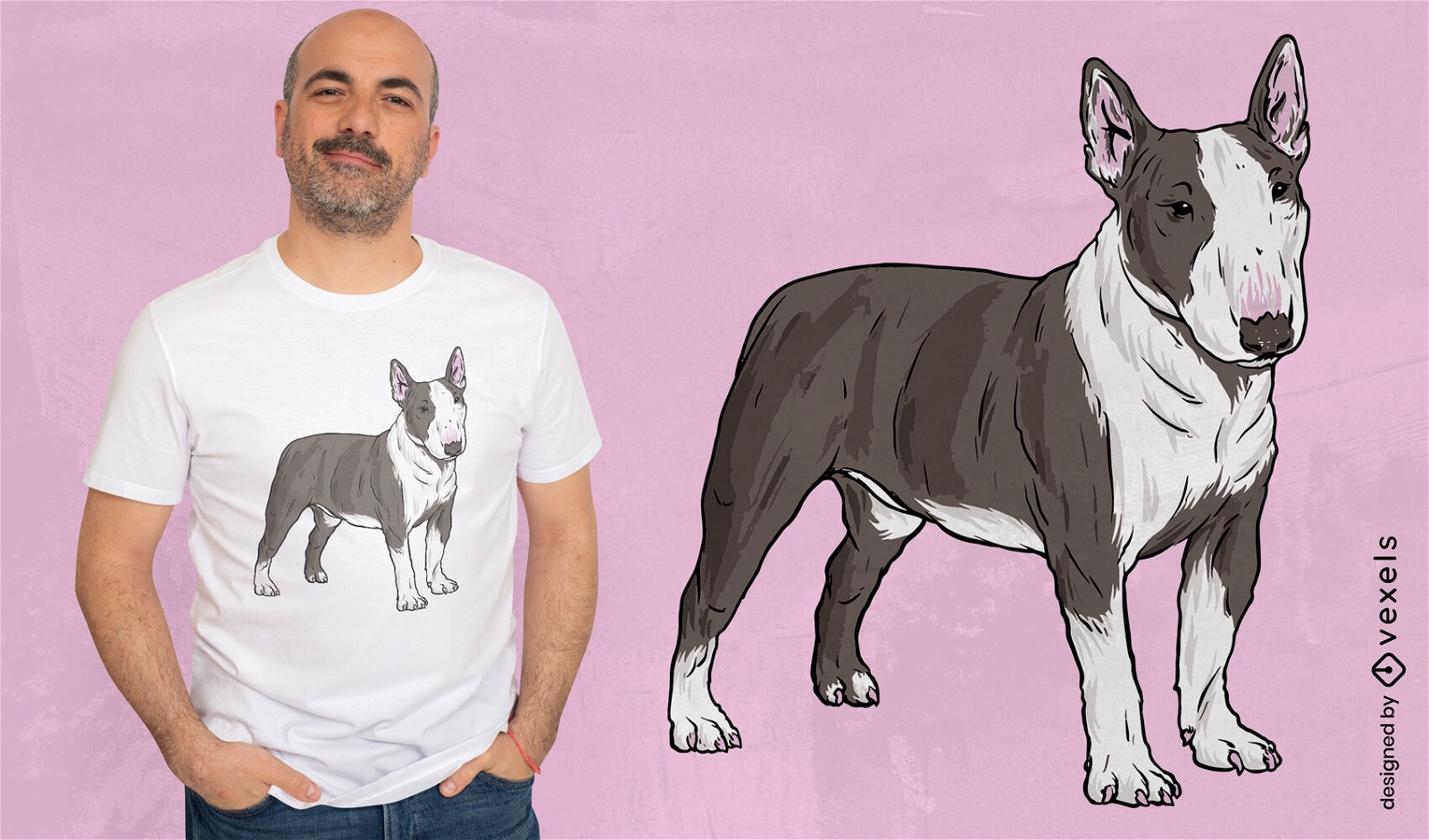 Diseño de camiseta realista de animal de perro pitbull