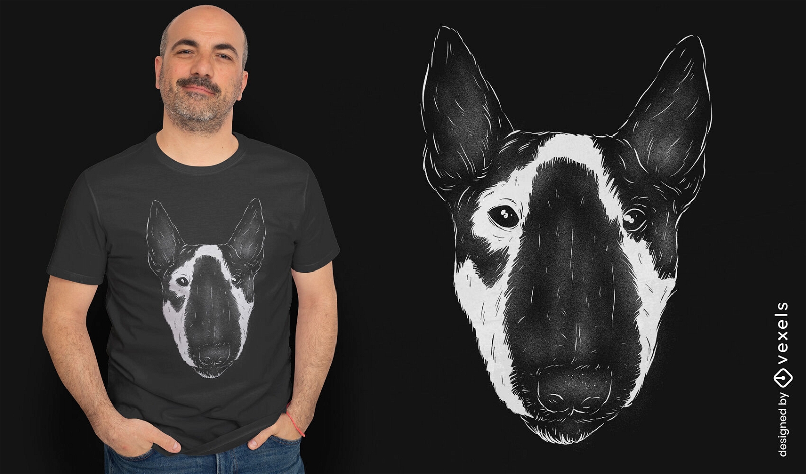 Bull Terrier Hund realistisches T-Shirt-Design