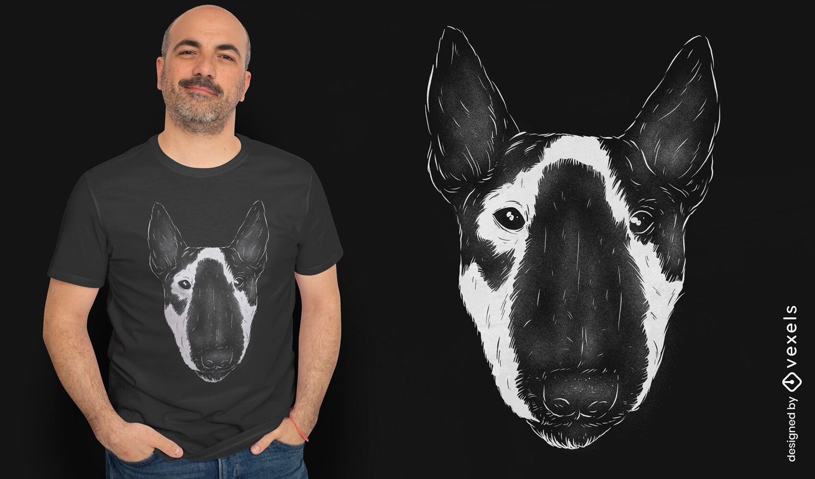 Diseño de camiseta realista de perro bull terrier