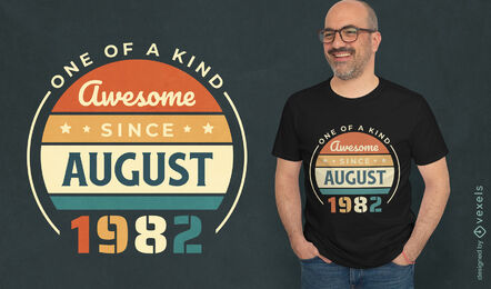 Design de camiseta vintage com distintivo de agosto de 1982
