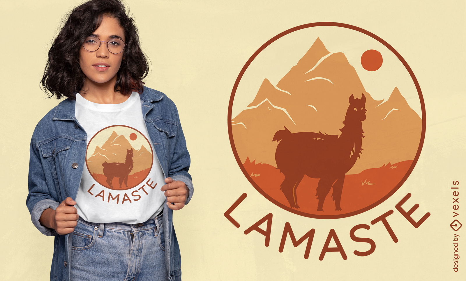 Diseño de camiseta con cita de llama yoga