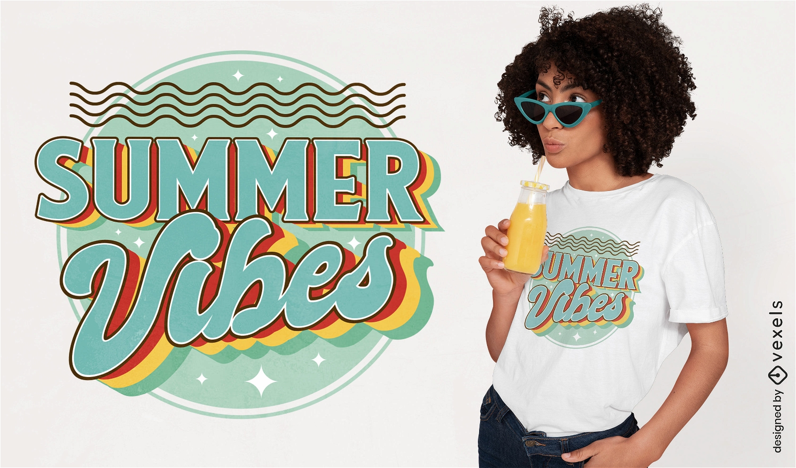 Design de camiseta retrô de vibrações de verão