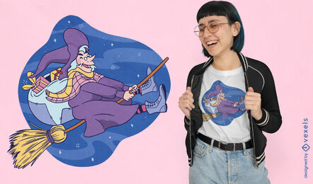 Design de camiseta de bruxa de presente Befana
